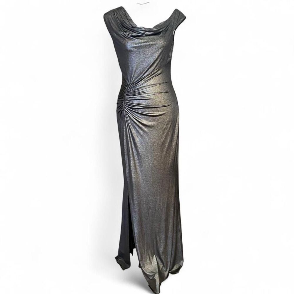 Laundry by Shelli Segal Los Angeles Metallic Gown Women's Size 4 Silver